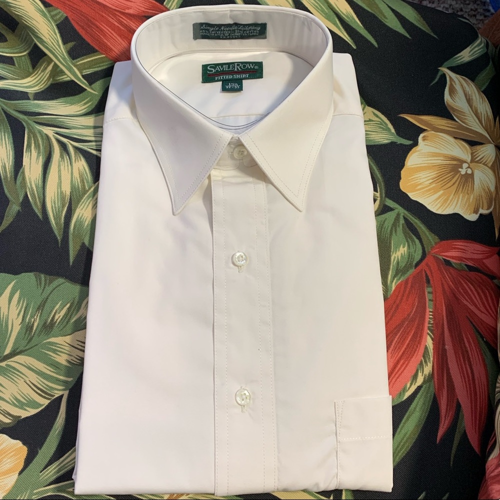 Saville Row Fitted Dress shirt 15.5 32-33 Cream